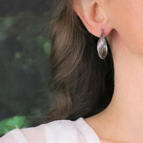 Sterling Silver Hoop Earrings - Picture 2 of 8